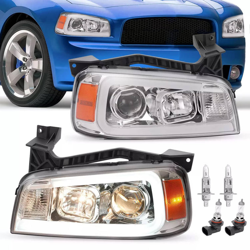 DURAFORCE LED DRL Projector Headlights for Dodge Charger 2006-2010 Left Right
