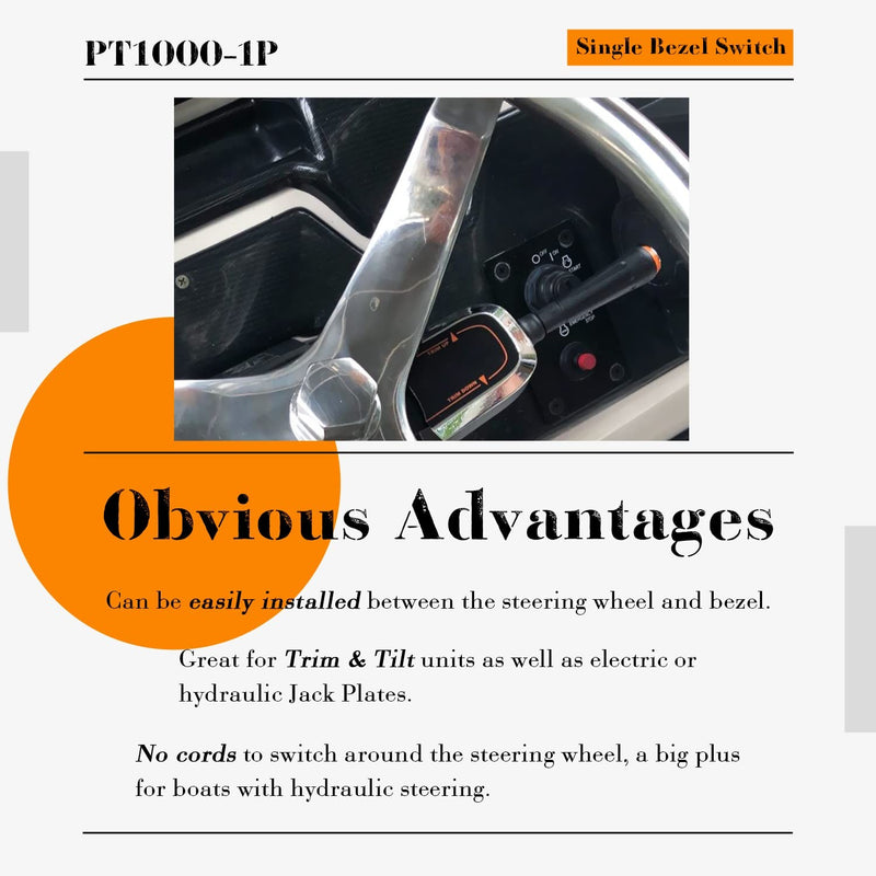 PT1000-1P Pro Bezel Control Switch Blinker Trim Jack Plate for Seastar