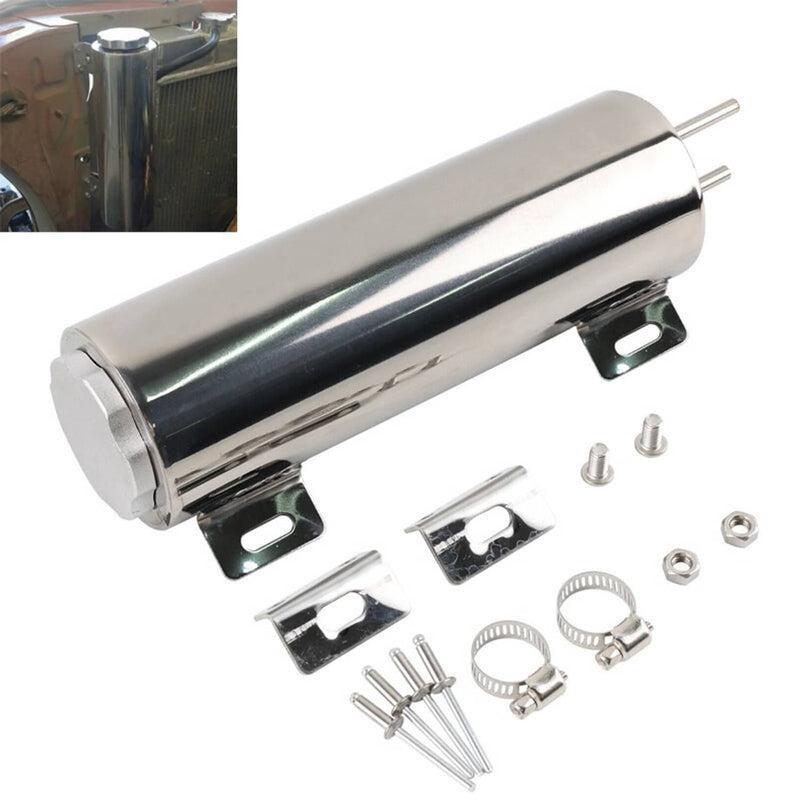 3" x 10" 32OZ Polished Stainless Steel Radiator Coolant Overflow Catch Tank Can