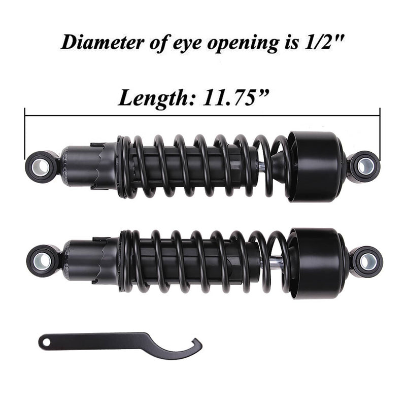 11.75in Black Rear Shocks Absorber for Harley Sportster XL883 1200 FXR 72 48