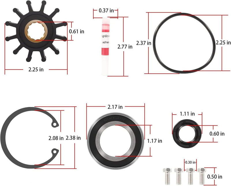 Raw Sea Water Pump Repair Rebuild Kit for Volvo Penta 5.0Gi 5.0GL 5.0GXi 5.0OSi