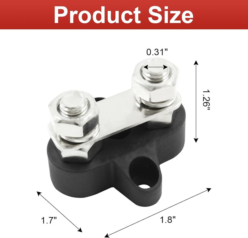 M8 Dual Stud Battery Power Distribution Terminal Block Positive Negative Busbar
