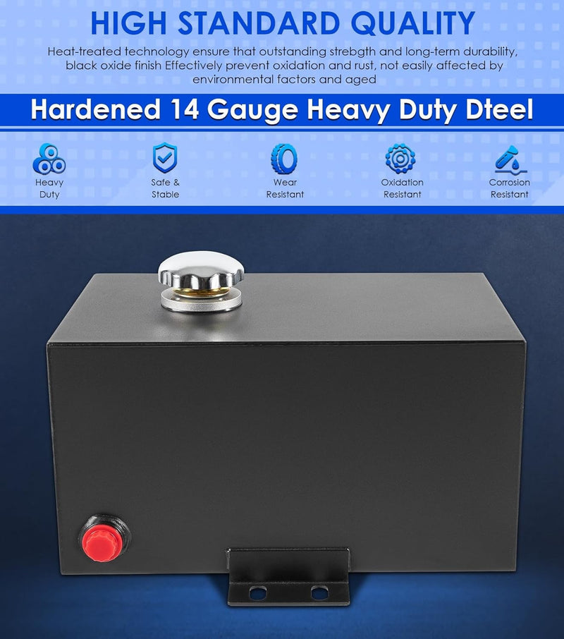 14 Gauge Steel Hydraulic Fluid Reservoir Tank with Breather Cap 5 Gallon