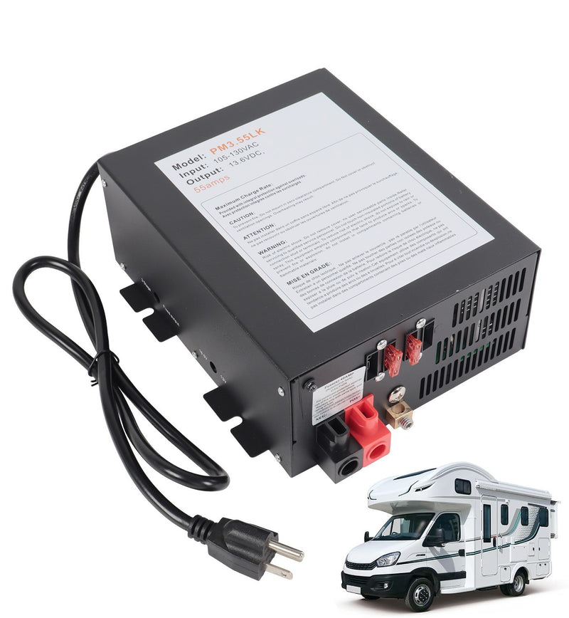 PM3-55LK RV Power Converter 110V to 12V DC Charger 55 Amp for Reliable RV