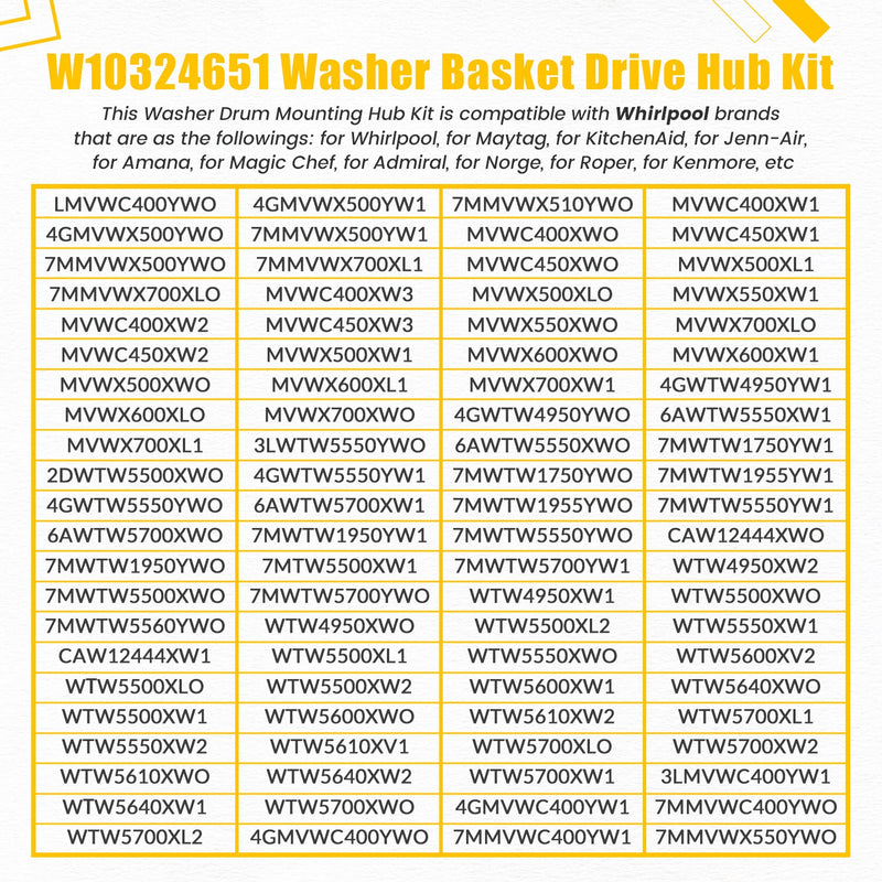 W10324651 Washer Basket Drive Hub Kit for Whirlpool Maytag Amana