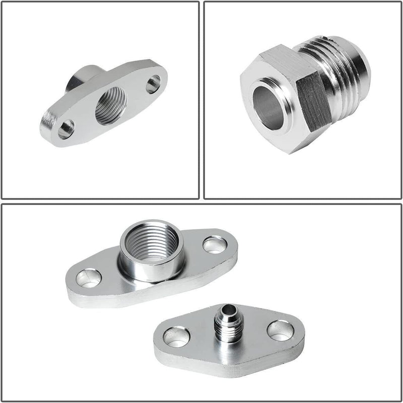 Oil Feed Line + 10AN Oil Drain Return Fitting for Turbo T3 T4 T6 GT45 T04E T66