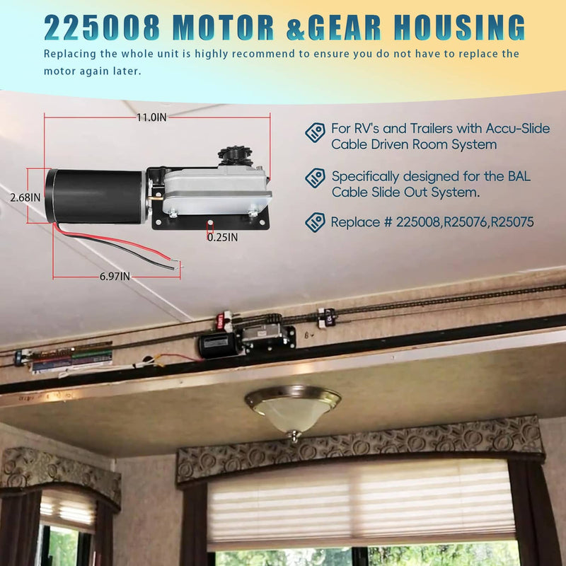 R25076-1 RV Slide Out Gear Box and High Output Motor for R25076-1 R25075
