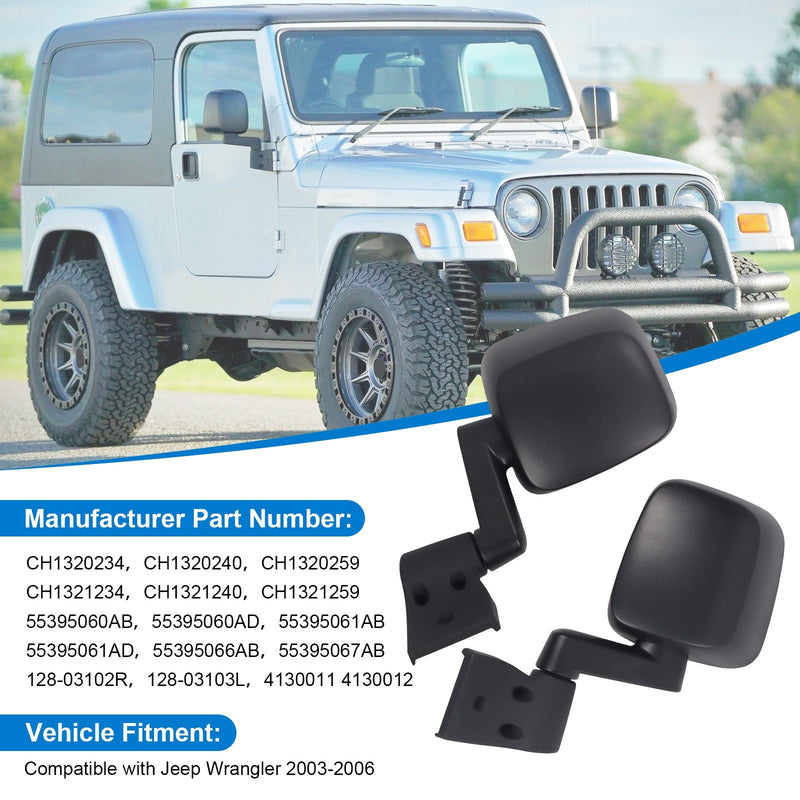 55395061AD Manual Folding Side View Mirrors for Jeep Wrangler TJ 2003-2006 2PCS