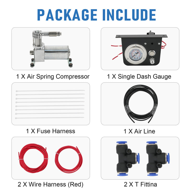 Air Lift 25804 Air Suspension Compressor Kit for Bag Control Gauge Switch Amps