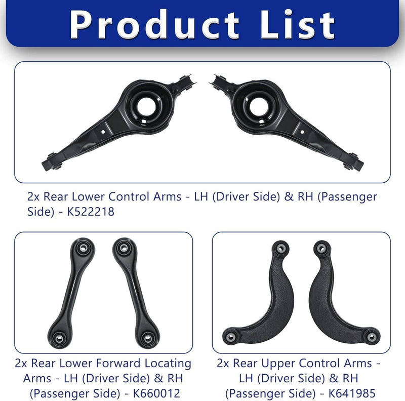 Rear Upper Lower Suspension Control Arms Kit for 2007-2013 Mazda 3 6Pcs