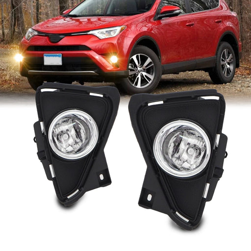 DURAFORCE Clear Bumper Fog Lights Driving Lamps for 2016-2018 for Toyota RAV4 w/Wiring