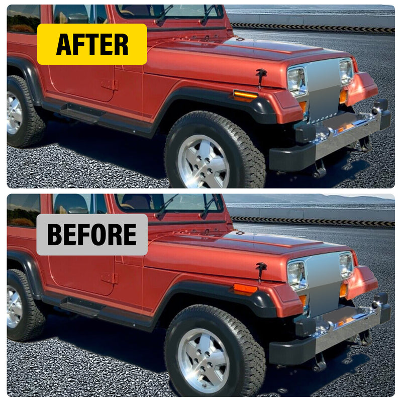 Front Side Marker Lights Turn Signal for Jeep Wrangler YJ 1987-1995 Smoked Amber