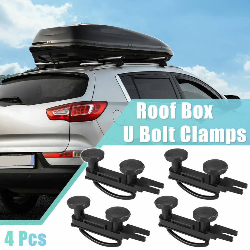4x Universal Roof Box U-Bolt Clamps Cargo Carrier Roof Rack Bracket Mounting