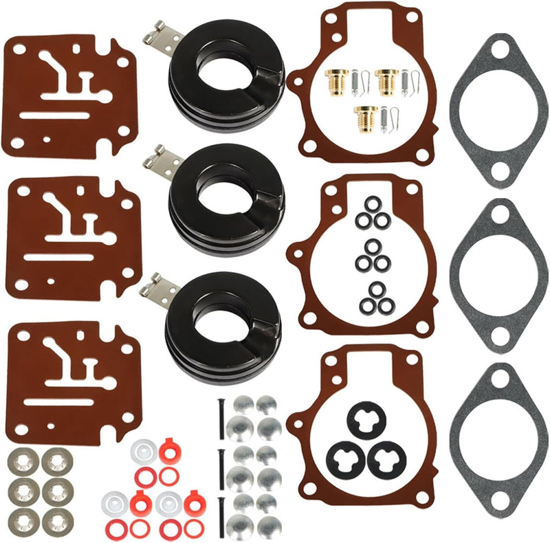 Carburetor Rebuild Repair Kit With Float for Johnson/Evinrude 18 20 25 HP 3Pcs