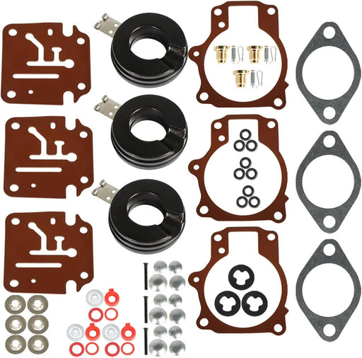 DURAFORCE Carburetor Rebuild Repair Kit With Float for Johnson/Evinrude 18 20 25 HP 3Pcs