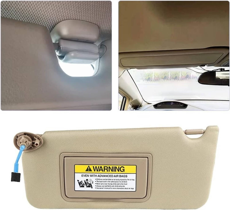 Sun Visor Left Driver Side with Light Mirror for Honda Accord 2008-2017 Beige