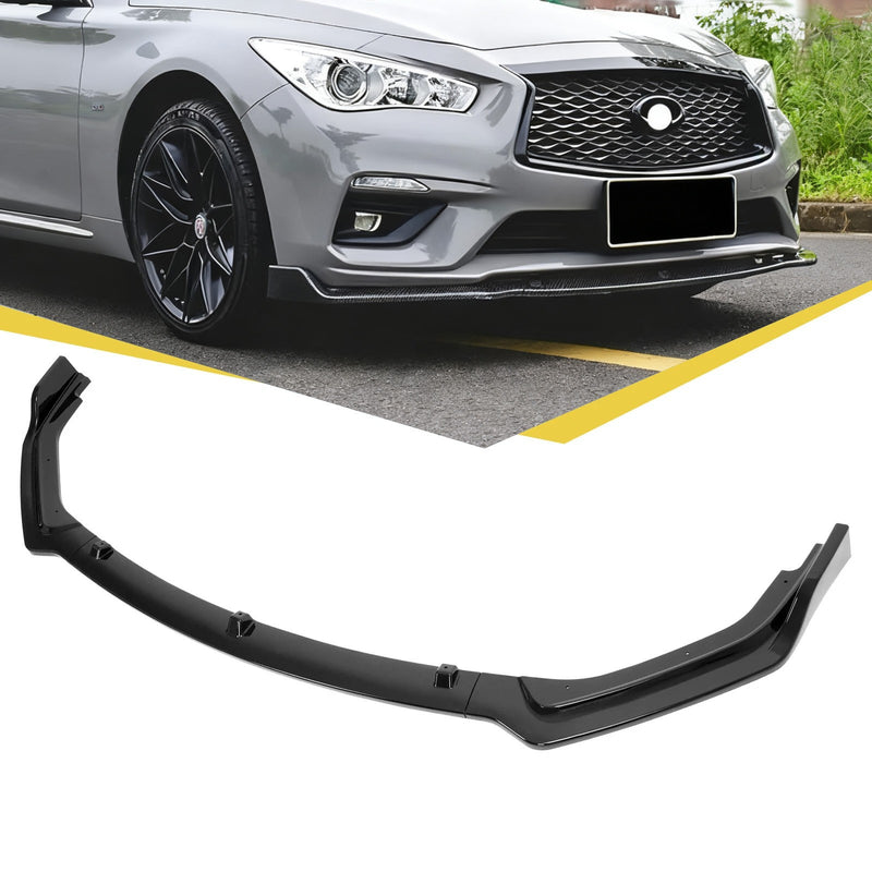 Glossy Black Front Bumper Lip Splitter Chin for Infiniti Q50 2018-2024 Luxe