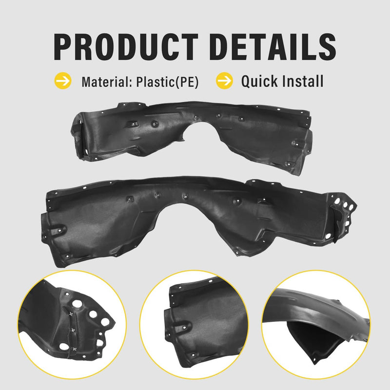 DURAFORCE Front Left & Right Side Inner Fender Liner for Honda Accord Sedan 2018-2022