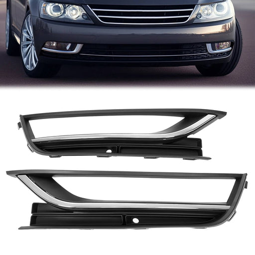 DURAFORCE Bumper Fog Light Bezel Cover Trim for VW Passat 2012 13 14 2015 Black Pair