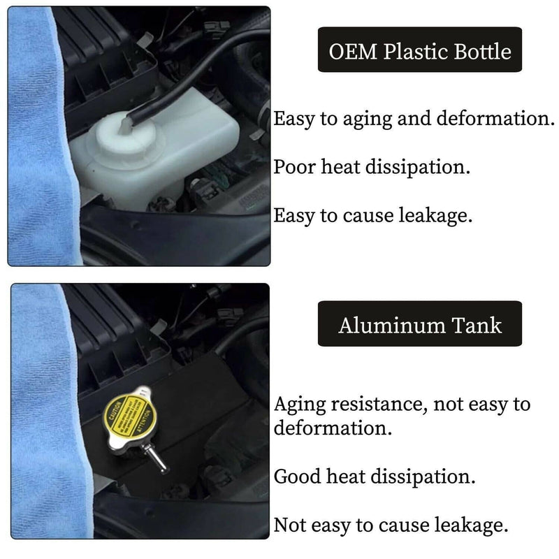 Radiator Coolant Overflow Water Tank Expansion Reservoir Bottle Aluminum Silver