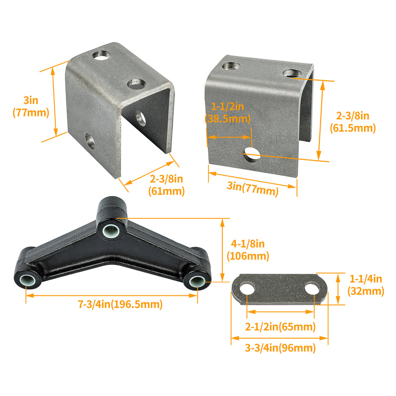 Trailer Leaf Spring Hanger Kit for Double Eye Tandem Axle Suspension Kit