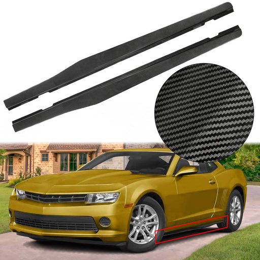 DURAFORCE Side Skirts Extension Lip for Chevy Camaro 2010-2015 LT LS Carbon Look Style