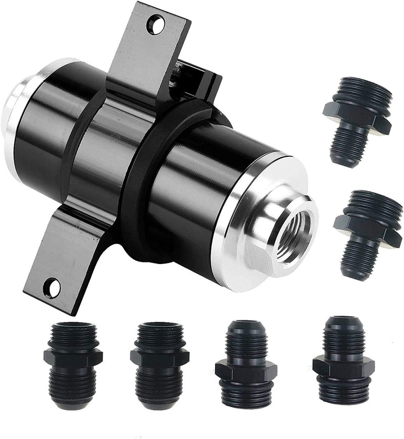 30 Micron Inline Fuel Petrol Filter Bracket Billet Aluminum AN6 AN8 AN10
