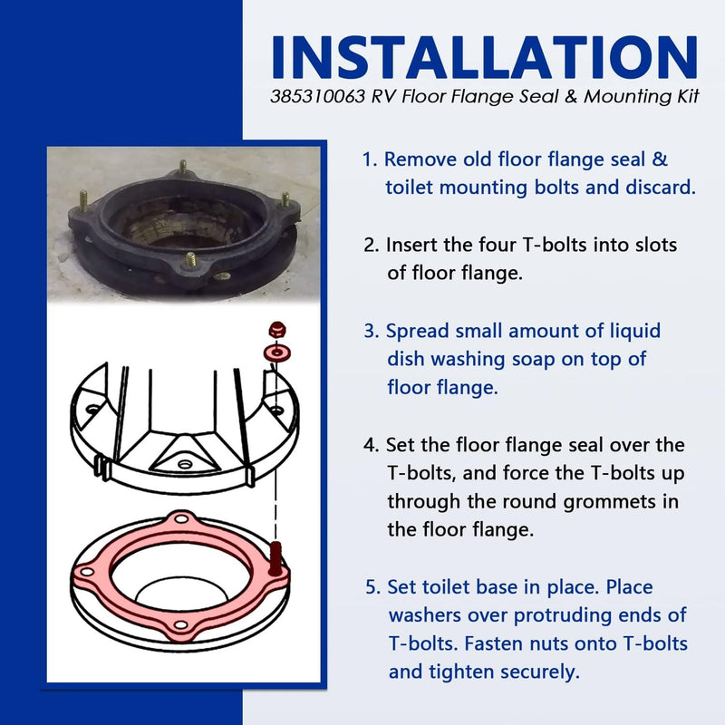 385310063 SE341549 RV Floor Flange Seal Mounting Kit for Dometic Sealand