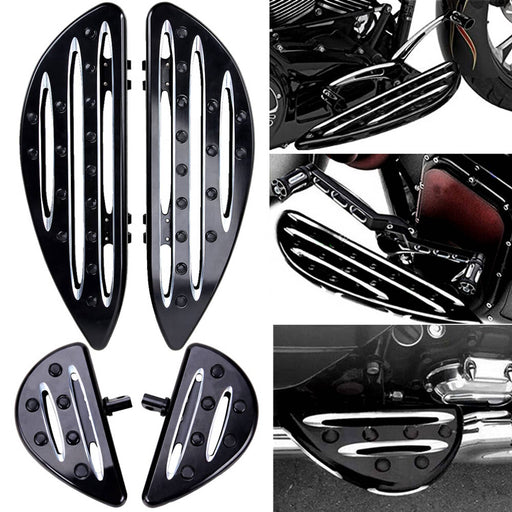 DURAFORCE Front Rear Driver Passenger Stretched Floorboard for Harley Touring Models 1984+