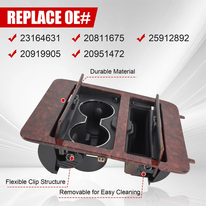 23164631 Woodgrain Console Cup Holder Storage for Chevy GMC Yukon Sierra