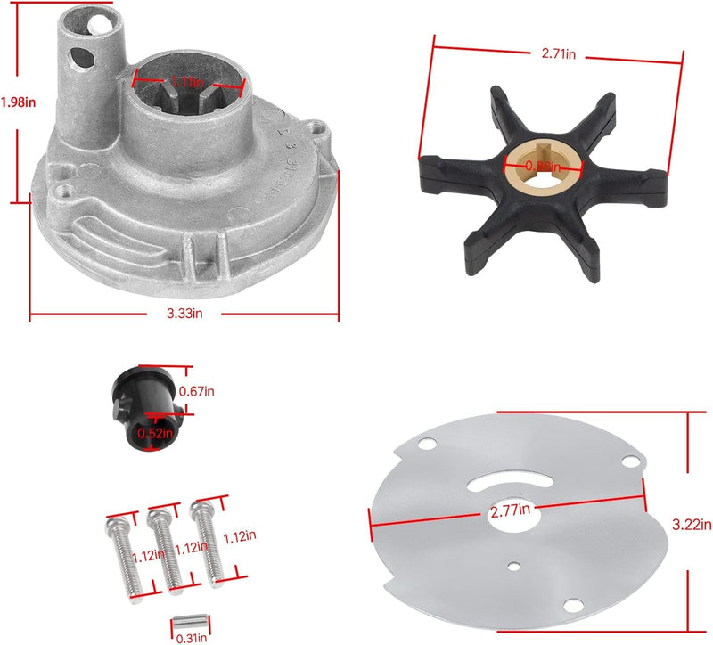 382468 Water Pump Impeller Kit for Johnson Evinrude OMC 10 15 18 20 25 HP 18-337