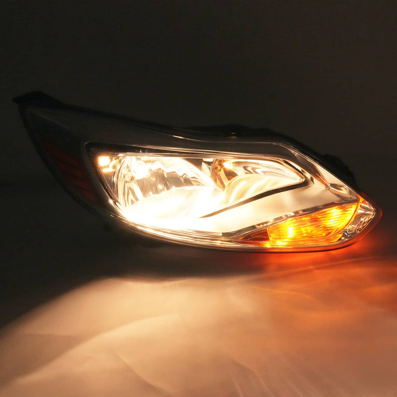 DURAFORCE Chrome Headlight Headlamp Replacement Passenger Side for Ford Focus 2012 13 14