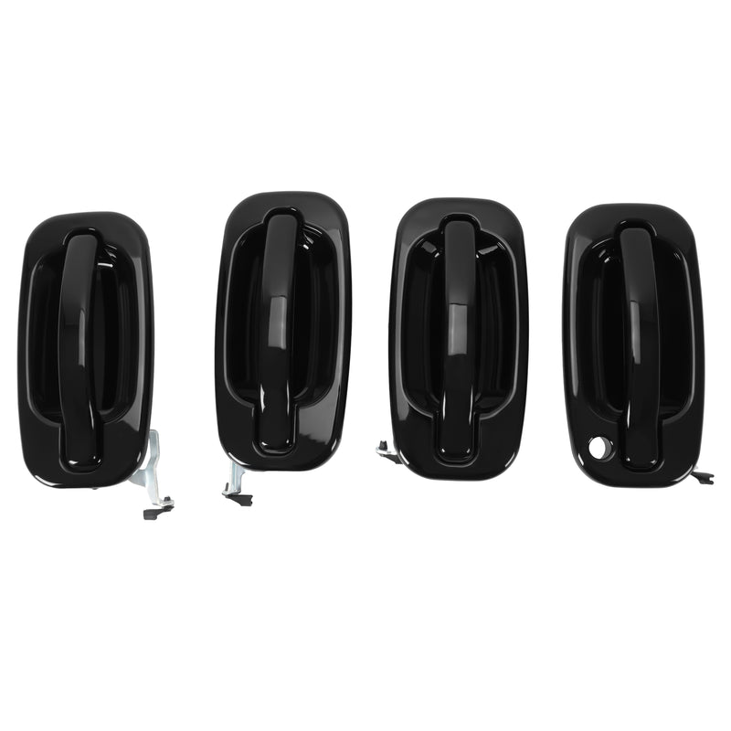 Outside Door Handles Set Painted Black for Silverado Tahoe Sierra 99-06 4 Pcs