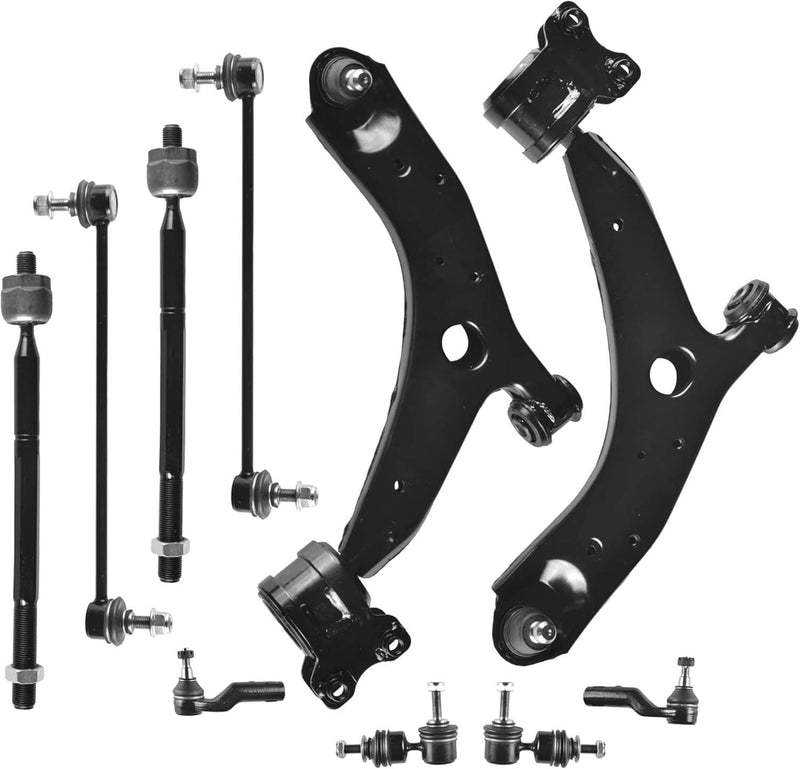 12Pcs Front Lower Control Arm Ball Joint Tie Rods Sway Bars for Mazda 3 Mazda 5