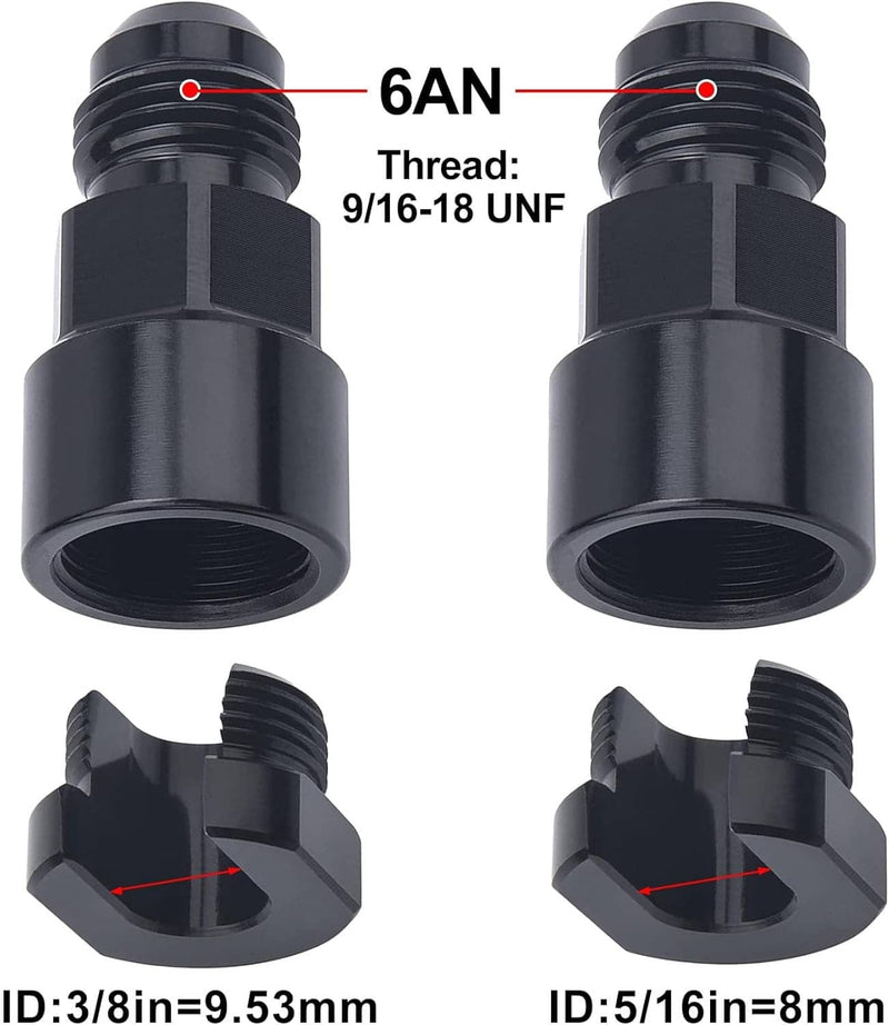 6AN Fuel Adapter Fitting for GM Quick Connect 3/8 & 5/16 EFI Female 2Pcs