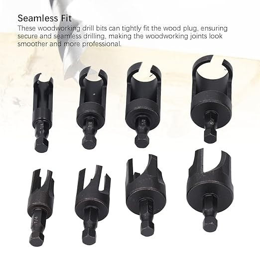 8x Wood Plug Cutter Drill Bit 1/4 Hex Shank Cutting Tool 1/4" 3/8" 1/2" 5/8