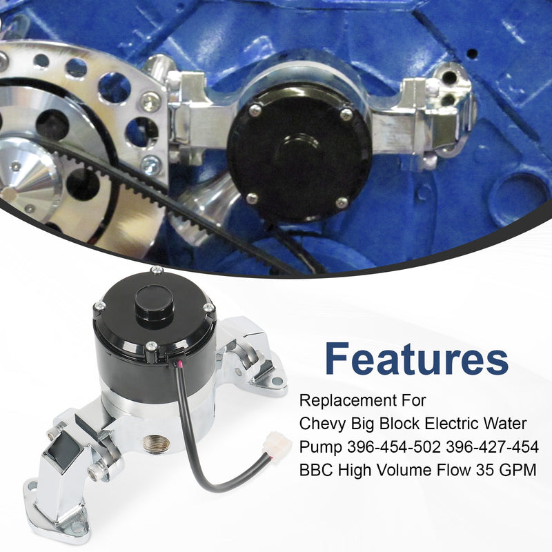 High Flow Aluminum Electric Water Pump Fits Big Block Chevy 454 427 396 Chrome