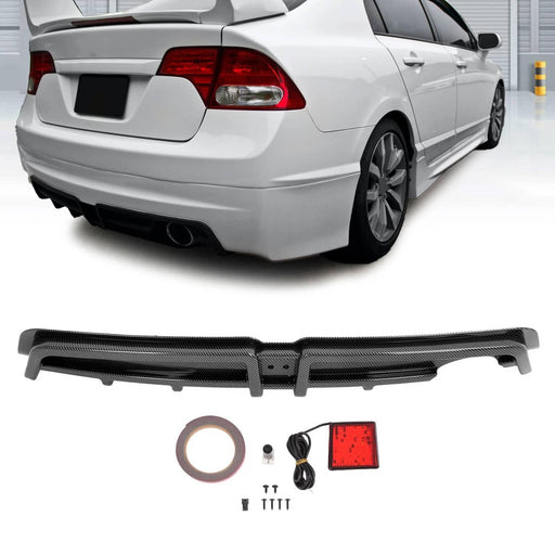 DURAFORCE Rear Bumper Diffuser Lip for Honda Civic 06-11 4dr for Mu-gen RR Carbon Fiber