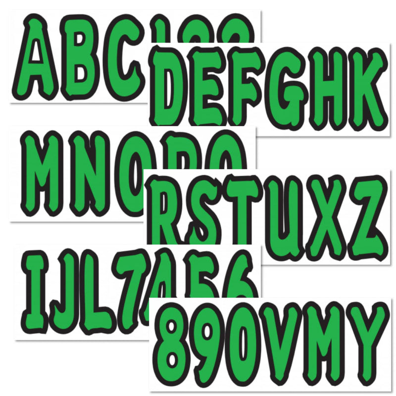 DURAFORCE 3" Marine Boat Sticker Decal A-Z Letters 0-9 Numbers Green 4 Sets