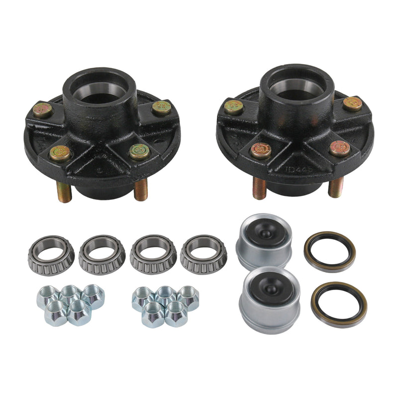 2 Pack Trailer Idler Hub Kits 5 on 4.5 5 Lugs 2000 lbs Axle 1-1/16 Bearings