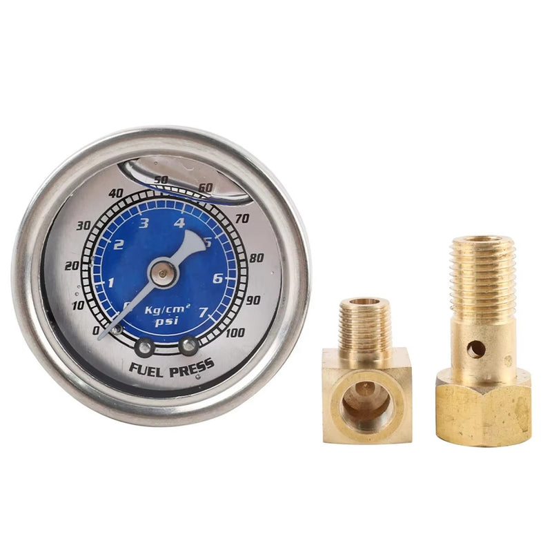 Liquid Filled Fuel Pressure Gauge 1/8 NPT 100PSI for VMS Honda Acura Civic