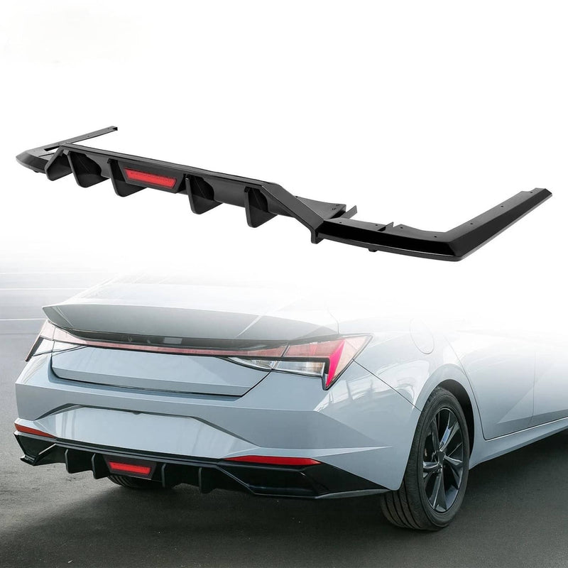 DURAFORCE Rear Bumper Diffuser LED Brake Light Gloss Black for Hyundai Elantra 2021-23