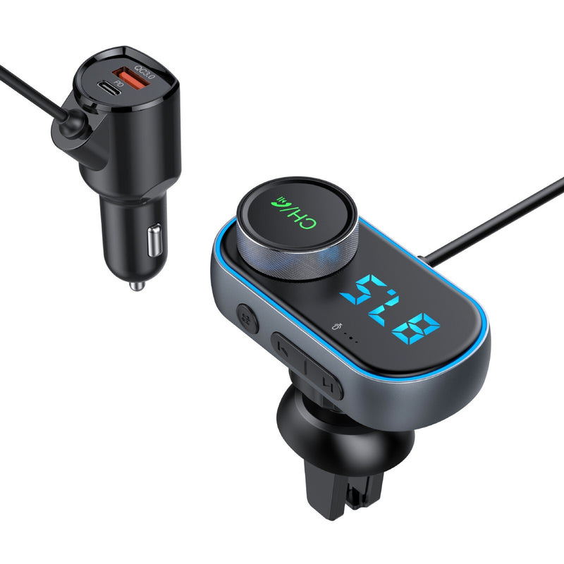 Car Bluetooth FM Transmitter LED Charger AUX Radio QC PD Adapter MP3 Player USB