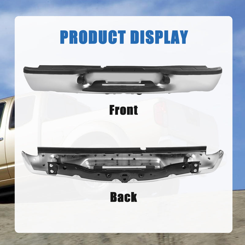 Chrome Rear Step Bumper Assembly for Chevy S10 GMC Sonoma 1998-2004 Fleetside