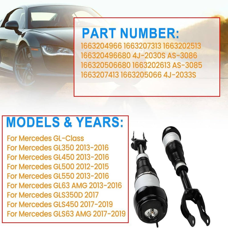 2Pcs Front Air Suspension Shock Struts w/ADS for Mercedes W166 X166 GL450