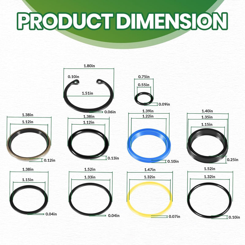 AM118391 Cylinder Seal Kit for John Deere 40 44 60 70 70A Loader 1-1/2” Bore