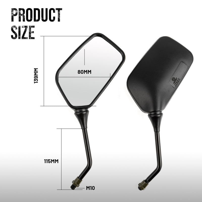 Pair Motorcycle Rearview Black Mirrors for Suzuki DR200 DR350 DRZ400 DR650