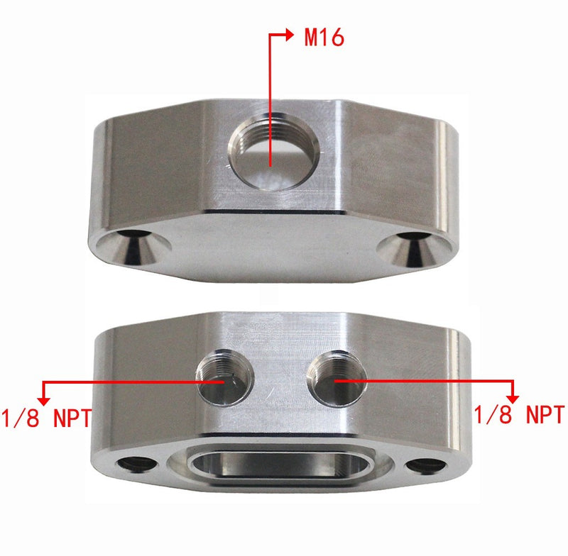 LS Twin Turbo Dual 90 Degree 1/8 Inch NPT Oil Feed Line Adapter Plate LS1
