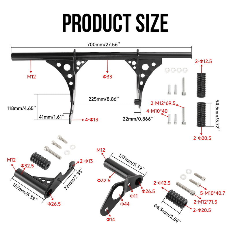 Front Rear Highway Engine Guard Crash Bar for Harley Softail Low Rider 18-24
