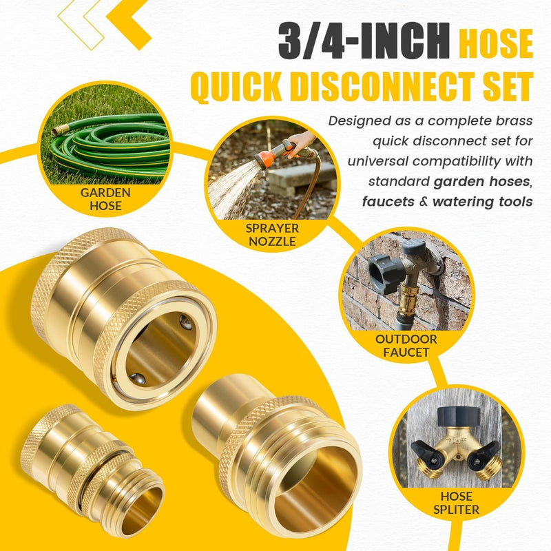 Brass Hose Quick Disconnect Set 3/4 GHT for Dramm 22729 Male Female